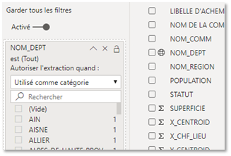 la fonctionnalité Extraire avec power bi