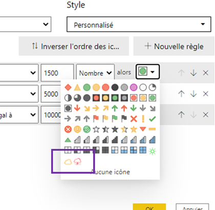 utiliser un jeu d'icônes personnalisé sur power bi